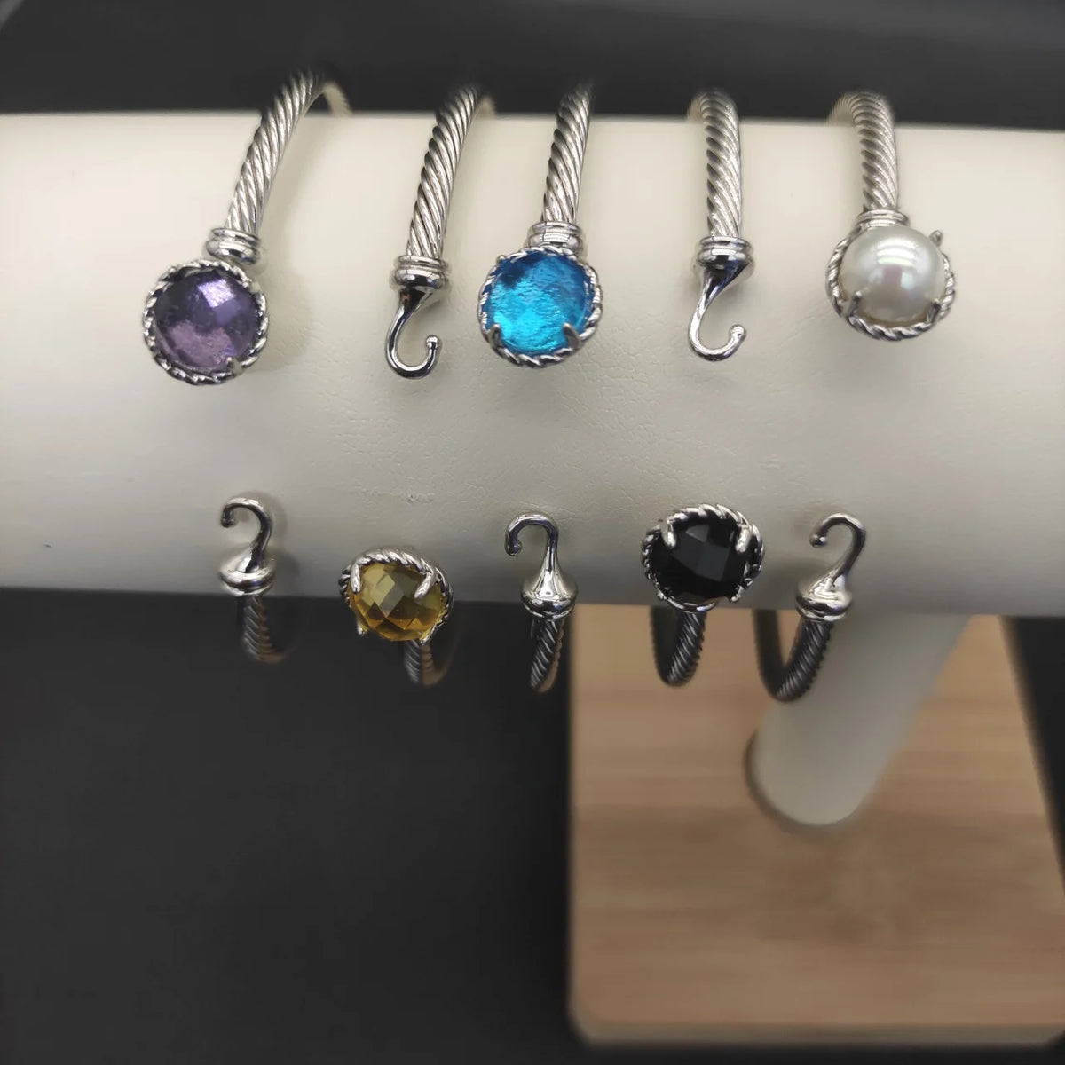 FASHIONISTA DY High-Quality Silver-Plated 3mm Diamond Bracelet, Fashionable Silver-Plated Colored Diamond Bracelet, Jewelry