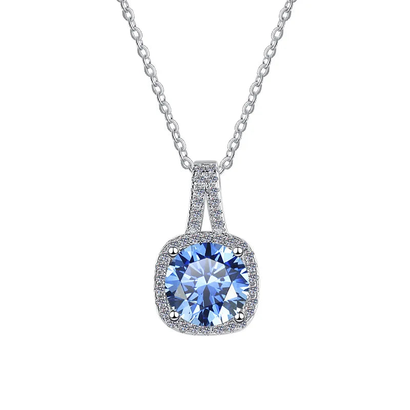 925 Sterling Silver 18K Gold Plated Luxury Pendant with Prong Set Loose Moissanite 1-2 CT Brilliant Cut Women's Wedding Gift
