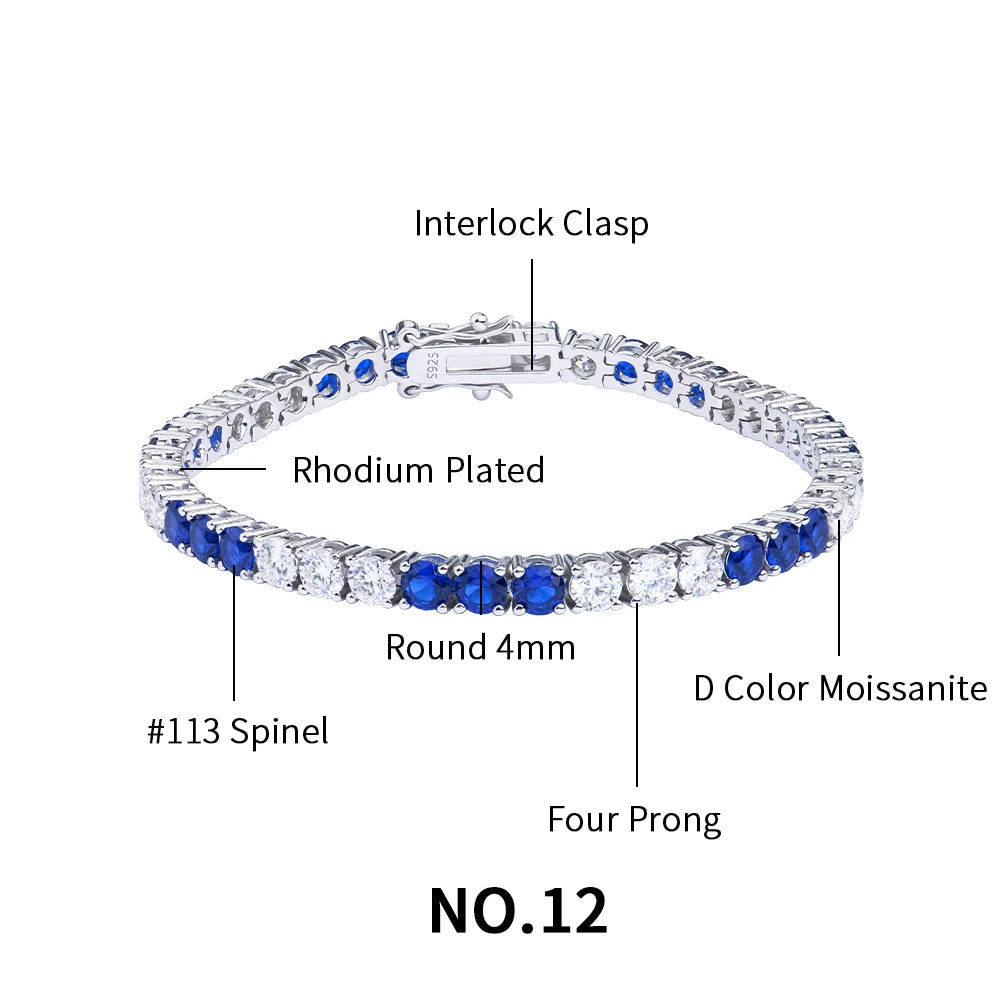 Wholesale Custom Women's Designer Gemstone Luxury 925  Silver Lab Grown Diamond Moissanite Cubic Zirconia Tennis Bracelet