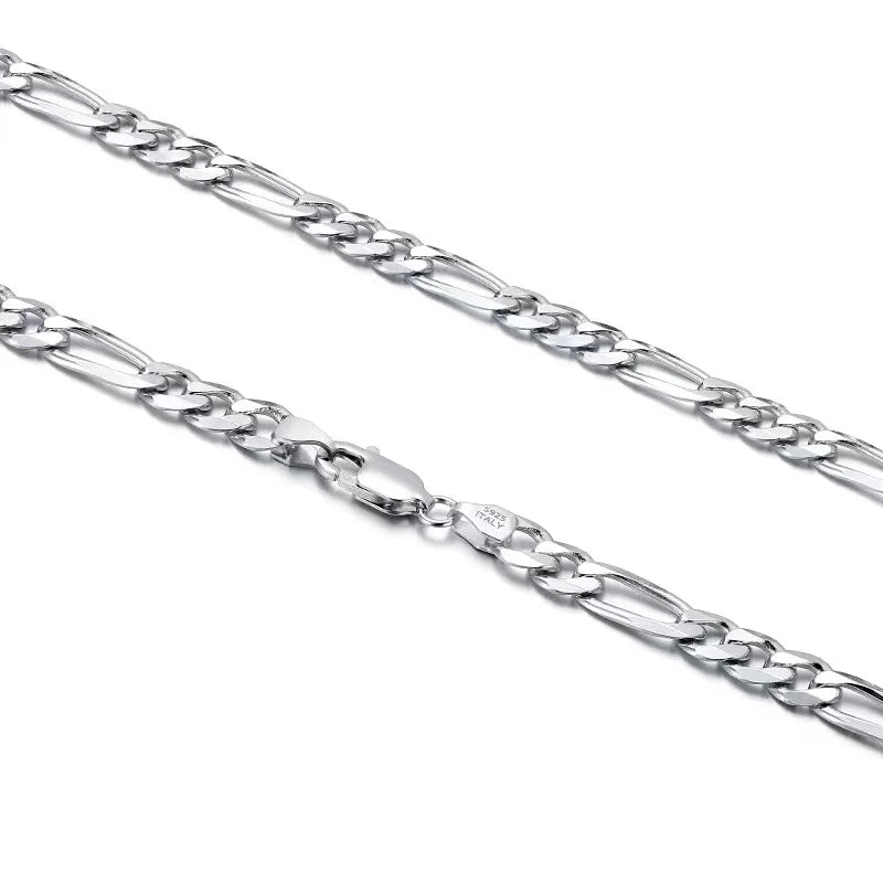S&S 925 Sterling Silver Diamond Cut Figaro Chain Necklace — 3.3mm to 7.3mm | S&S Collection