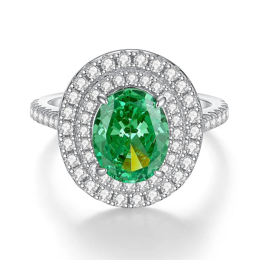 Elegant Women 925 Sterling Silver Emerald 5A 8A Cubic Zirconia Ring Promise Wedding Rings Custom Jewelry Manufacturing OEM/ODM