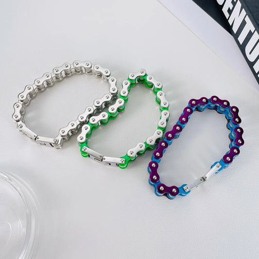 REBEL Galleria Curve BIKE Chain Bracelet in Stainless Steel