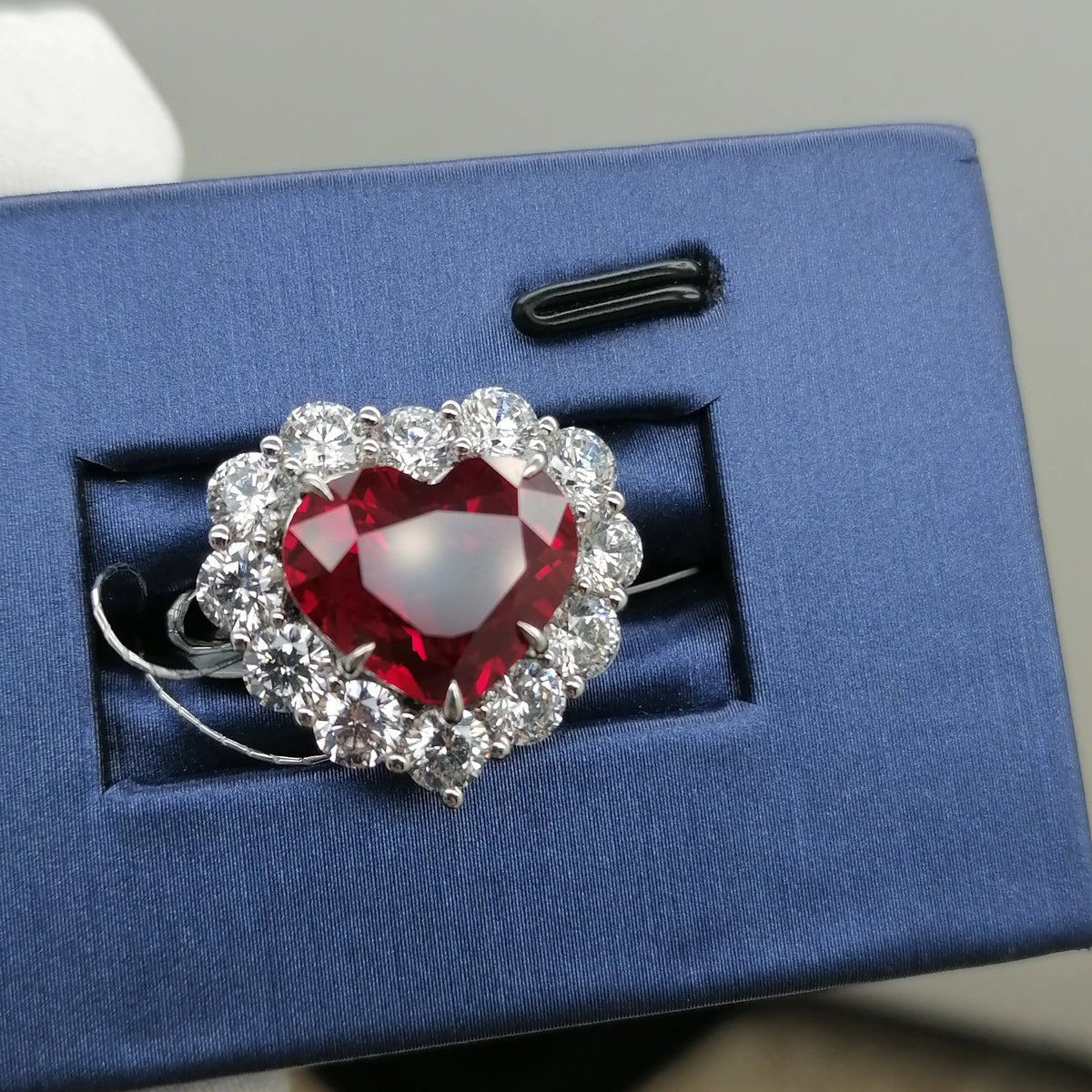 Gemfiori Vintage Ruby Rings Lab Grown Ruby Sterling Silver 925 Jewellery Heart Shaped Rings Christmas Gift for Women Halloween Anillos