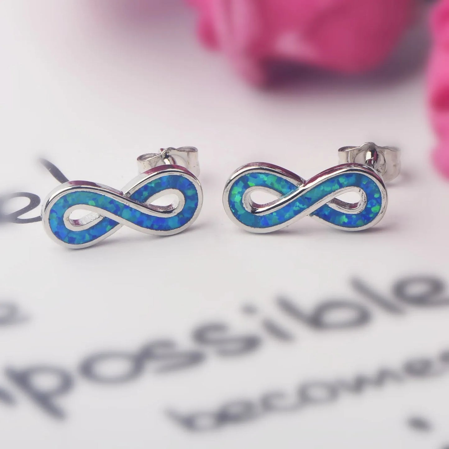 Endless Charm Blue Opal Silver Plated Geometric Christian Bohemian Stud Earrings Hawaiian Viral Jewelry TikTok Hot Seller