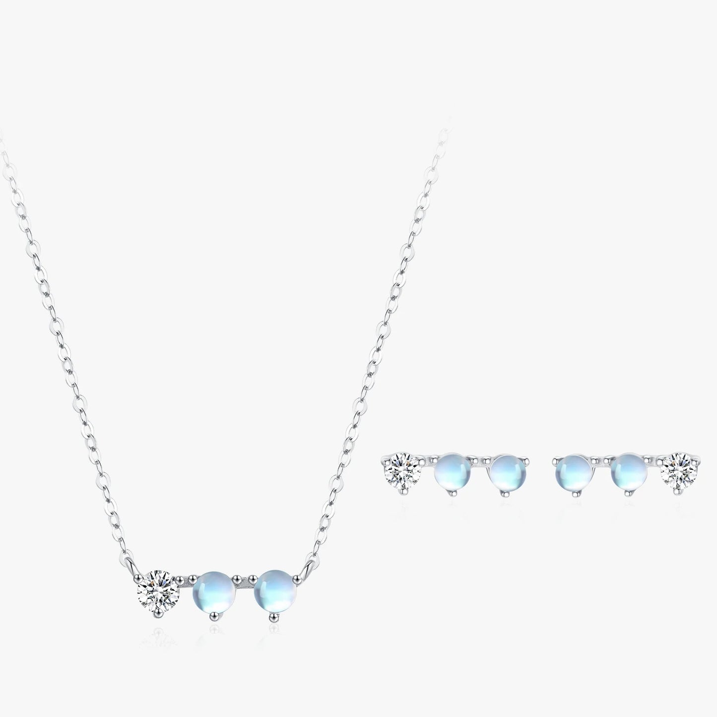 Ailmay Elegant 925 Sterling Silver Pendant Necklace Earring Set For Women Holiday Anniversary Jewelry