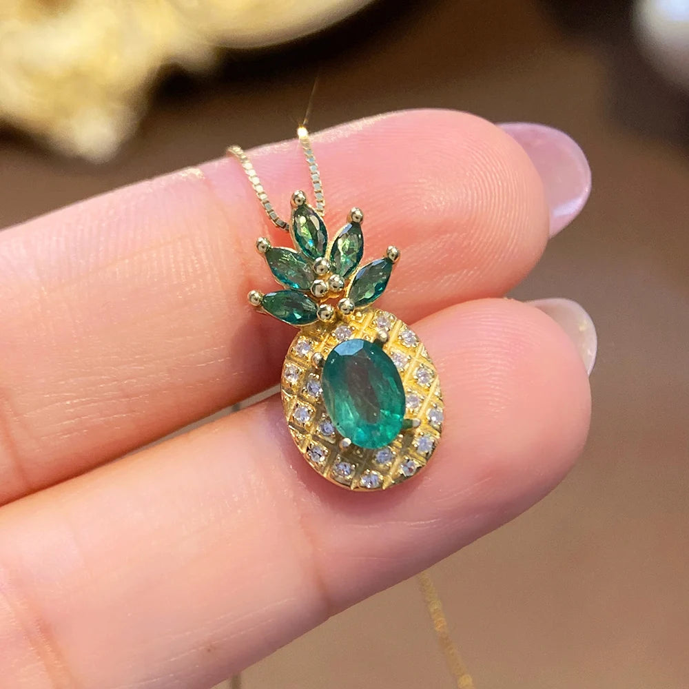 Gioiellieri Natural Green Emerald Jewelry for Women with 925 Sterling Silver Pendant May Birthstone Fine Jewelry Wedding Anniversary Choice