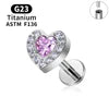 G23 Titanium Triangle Heart Fox Tragus Cartilage Helix Daith Piercing Stud Earrings for Women 16G CZ Ear Stud Pierc Body Jewelry