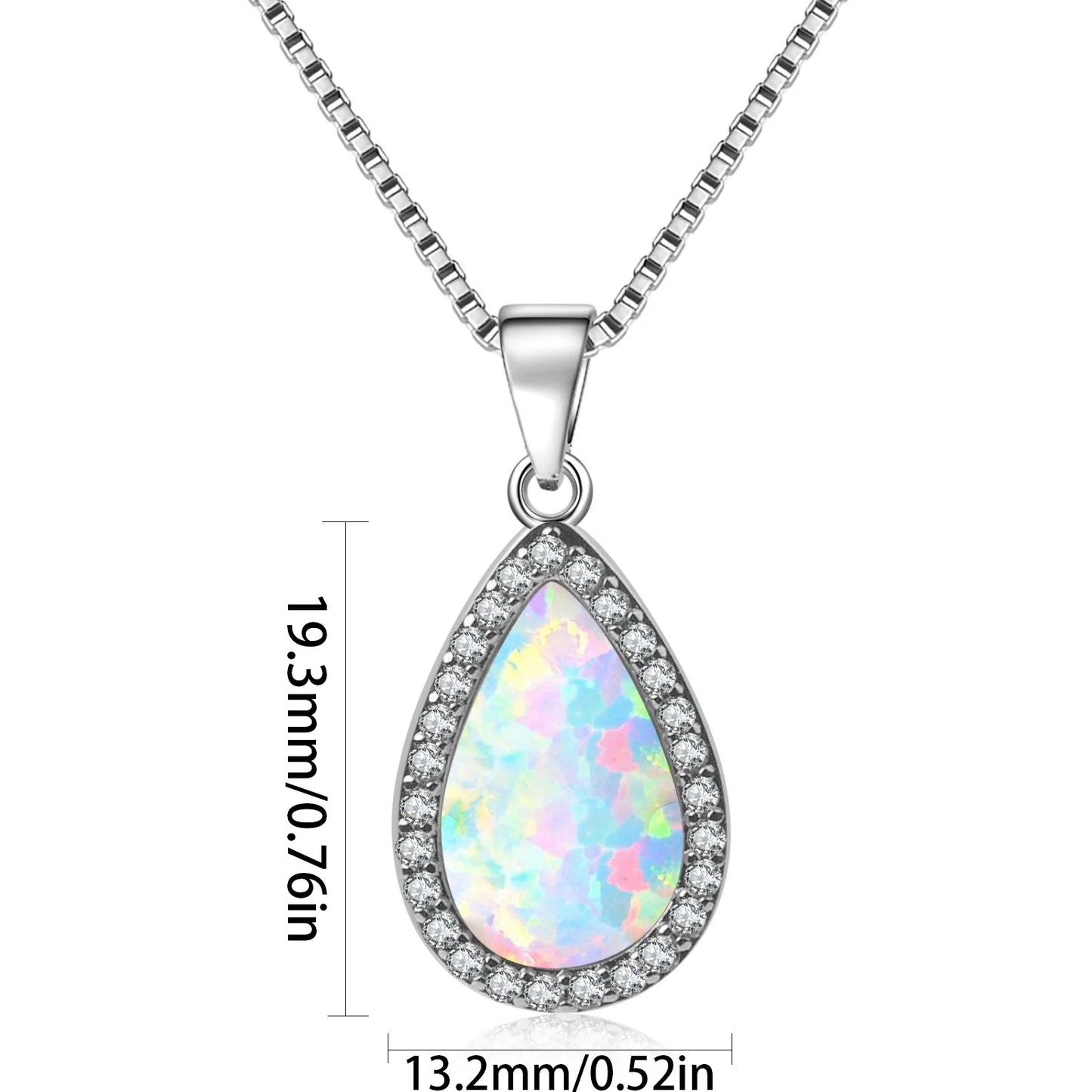 Aobao Vintage Natural Opal Inlaid Ellipse Silver Plated Pendant Necklace Party Jewelry for Women