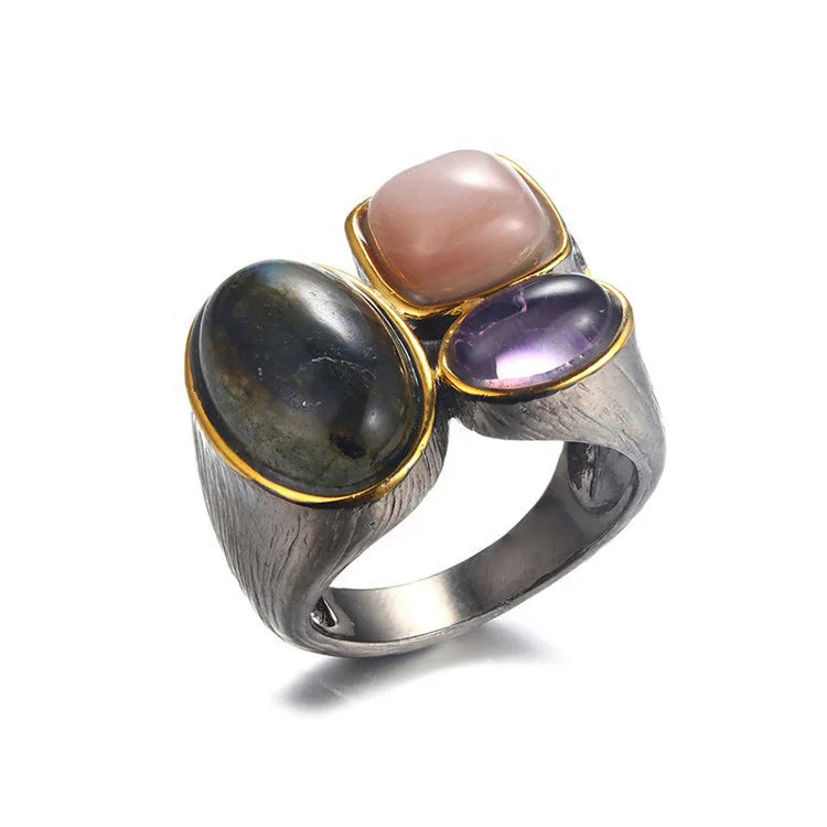 SASSARRI Natural Amethyst Ring | 925 Sterling Silver Designer Gemstone Ring