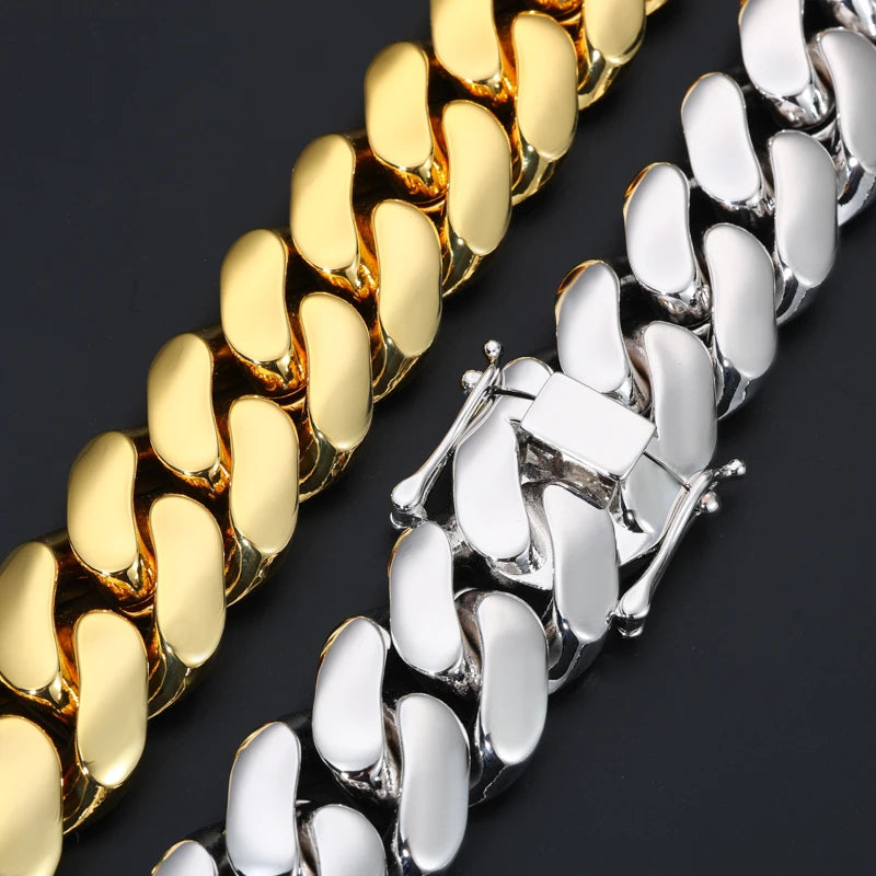 BiG-BOSS 18K Gold Plated Cuban Link Bracelet Solid Copper Iced Out Men Hip Hop Jewelry With Gift Box Certificate