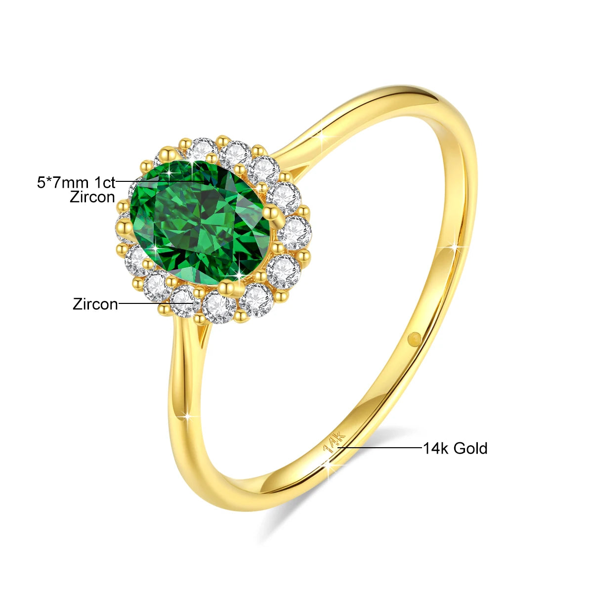 ArtistA Fine Jewelry Corundum Sapphire Ruby Emerald Zircon Oval Gemstone Woman Engagement Wedding Halo Oro De 14 k Gold Hollow Rings