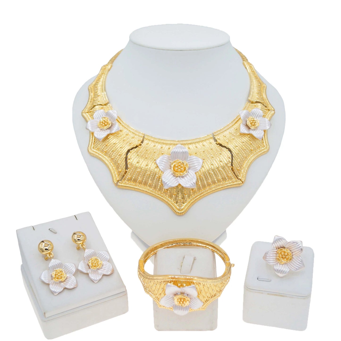 Zhuerrui New Italian Gold-Plated Jewelry Set Dubai Heavy Industries Floral Elements Styling Atmospheric Party AccessoriesH00762