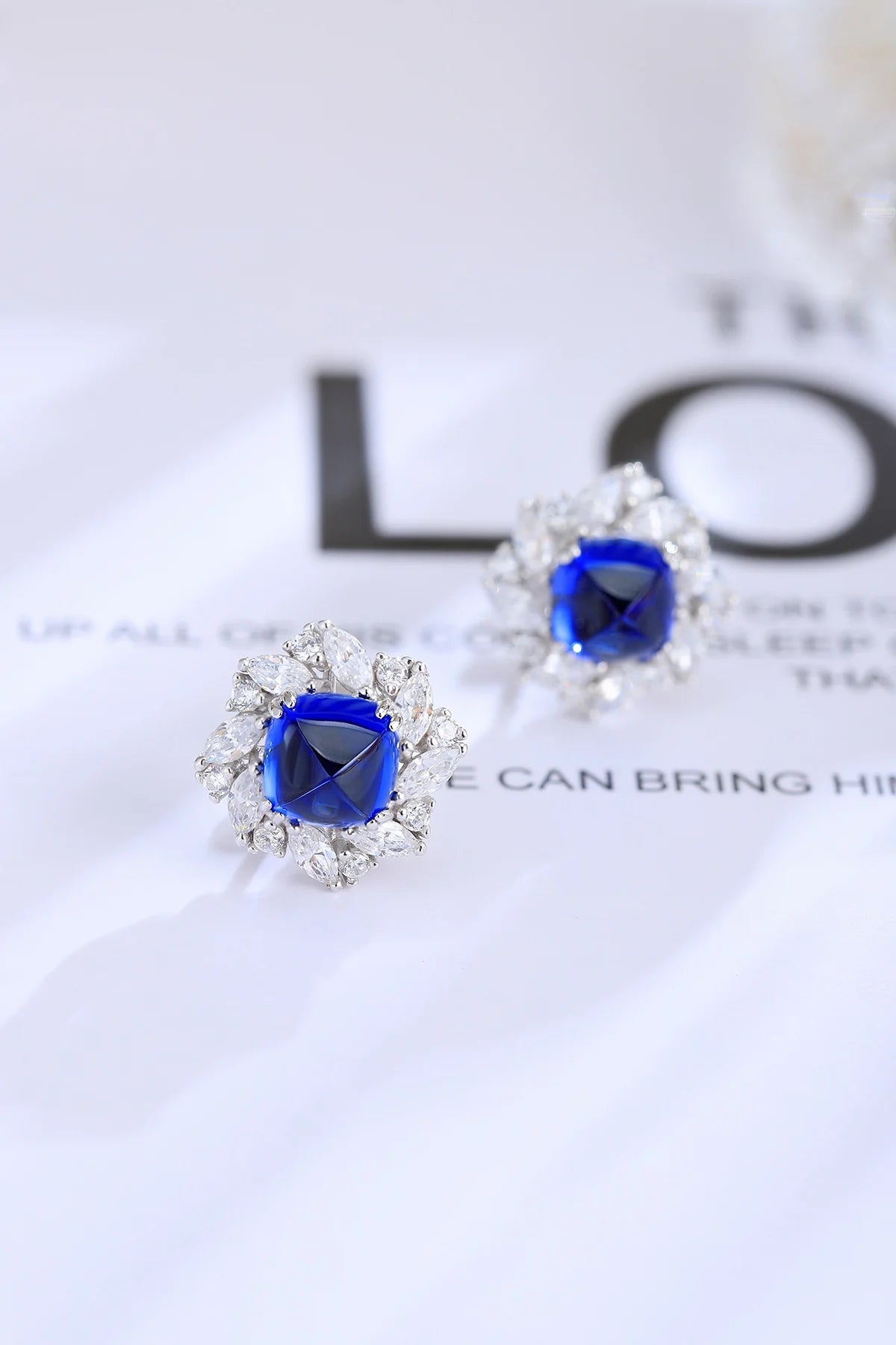 Gemfiori Anster High Quality S925 Lab Grown Sapphire Earring Stud Dainty Gemstone Stud Earrings for Women Daily Wear Gift