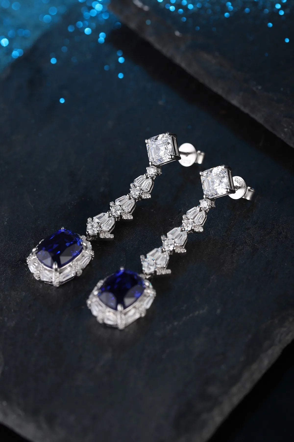 Gemfiori Anster High Quality S925 Lab Grown Sapphire Earring Stud Dainty Gemstone Stud Earrings for Women Daily Wear Gift