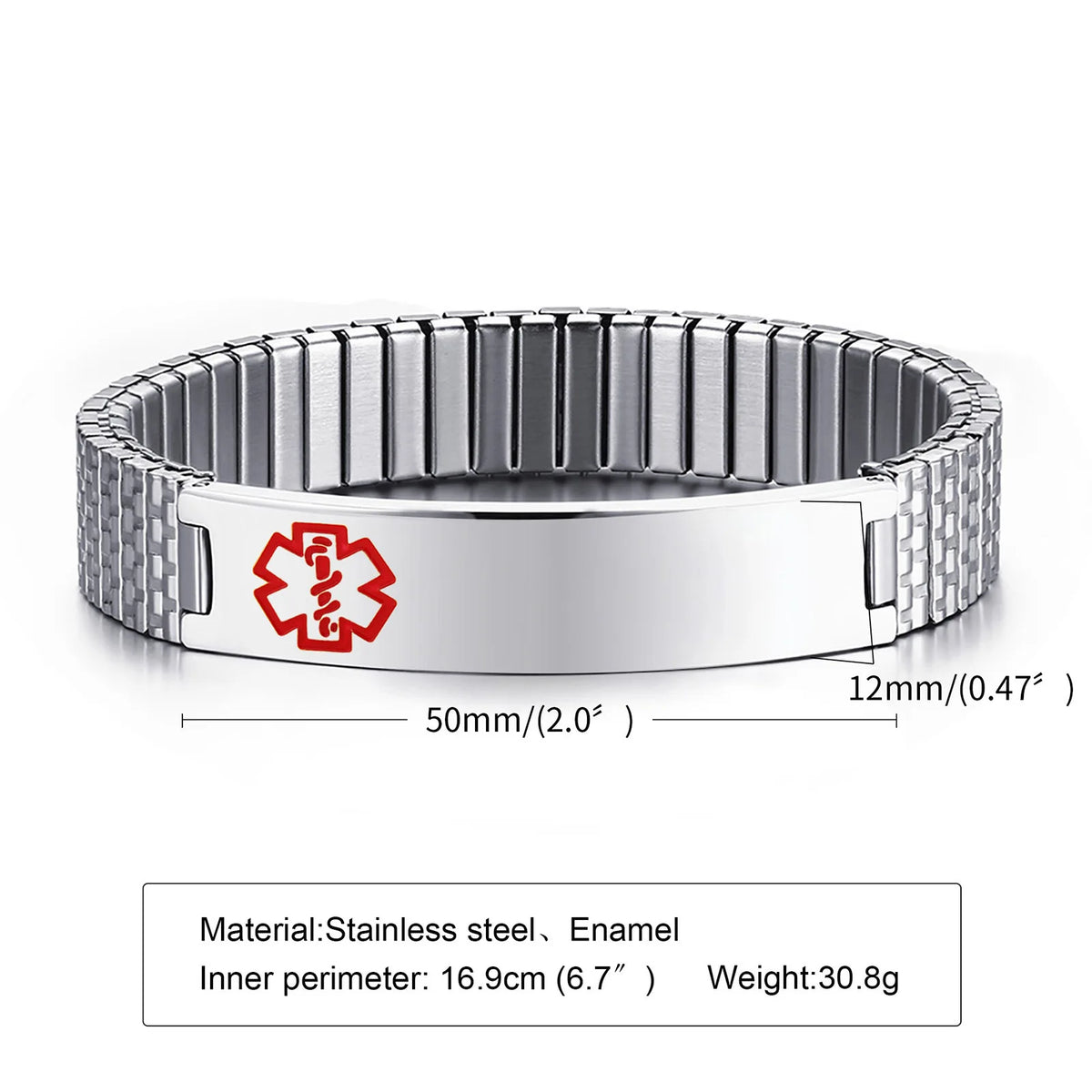 Fashionable Ethnic Style 12mm Adjustable Gold and Silver Plated Stainless Steel Elastic Chain Bracelet for Men and Women Gifts