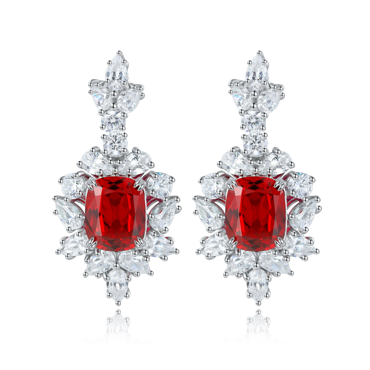 ArtistA Luxury Style Ruby Jewelry Lab Gems Ear Drop Silver Jewelry Sterling Silver Earrings for Women