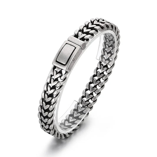 KALEN 210mm Vintage Stainless Steel Bracelet Love Heart Chain Men Bracelet
