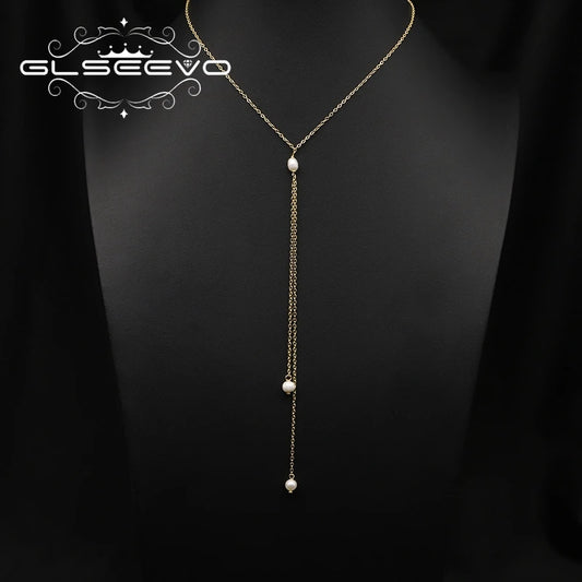 Natural Freshwater Pearl Baroque Simple Pendant Necklace Popular Chain Sweater Necklace Bridal Wedding Women Fashion Jewelry