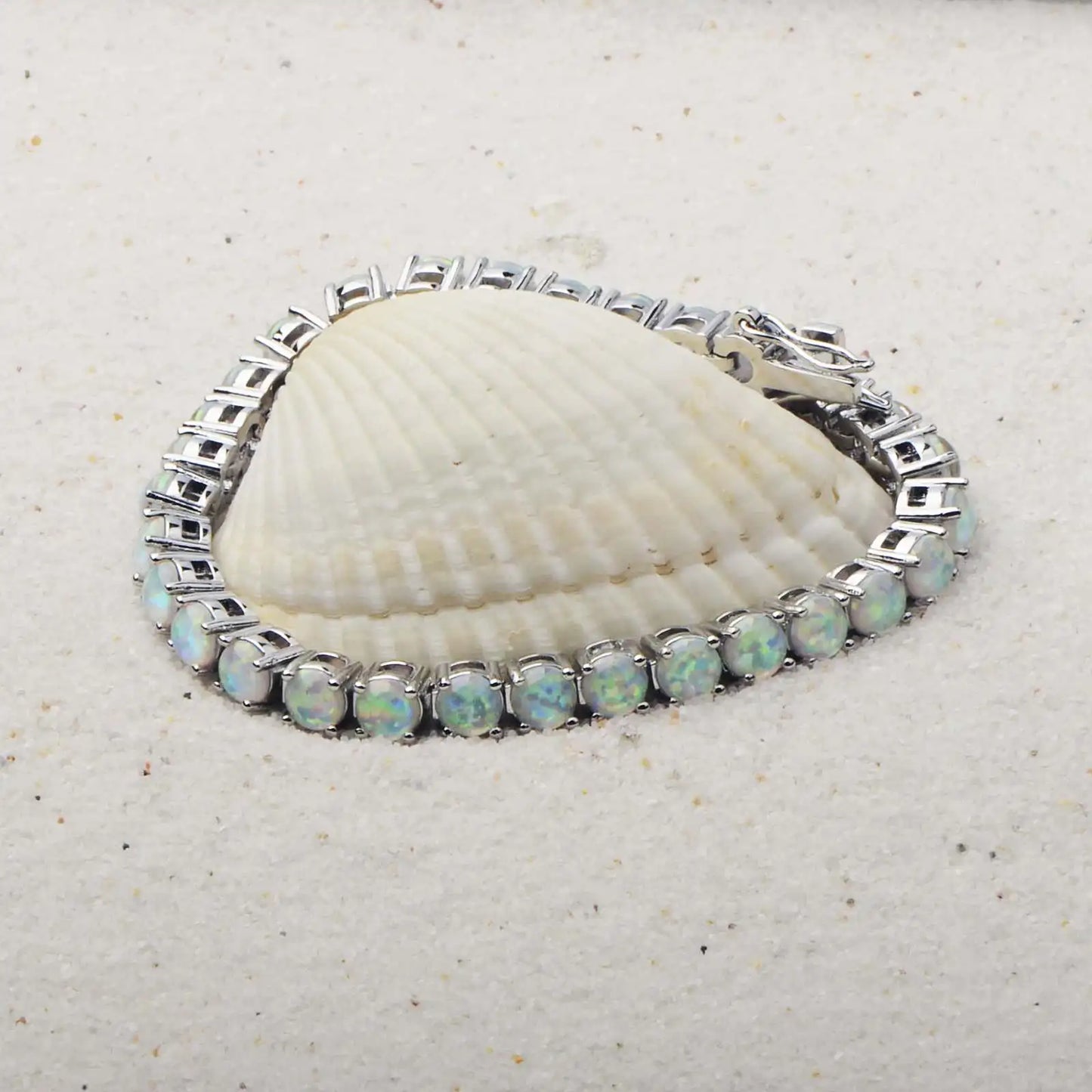 Bohemian Hawaiian Opal Brass Beaded Bracelet-Trendy Exquisite Flower Egg Gem Design Fashion Jewelry for Women