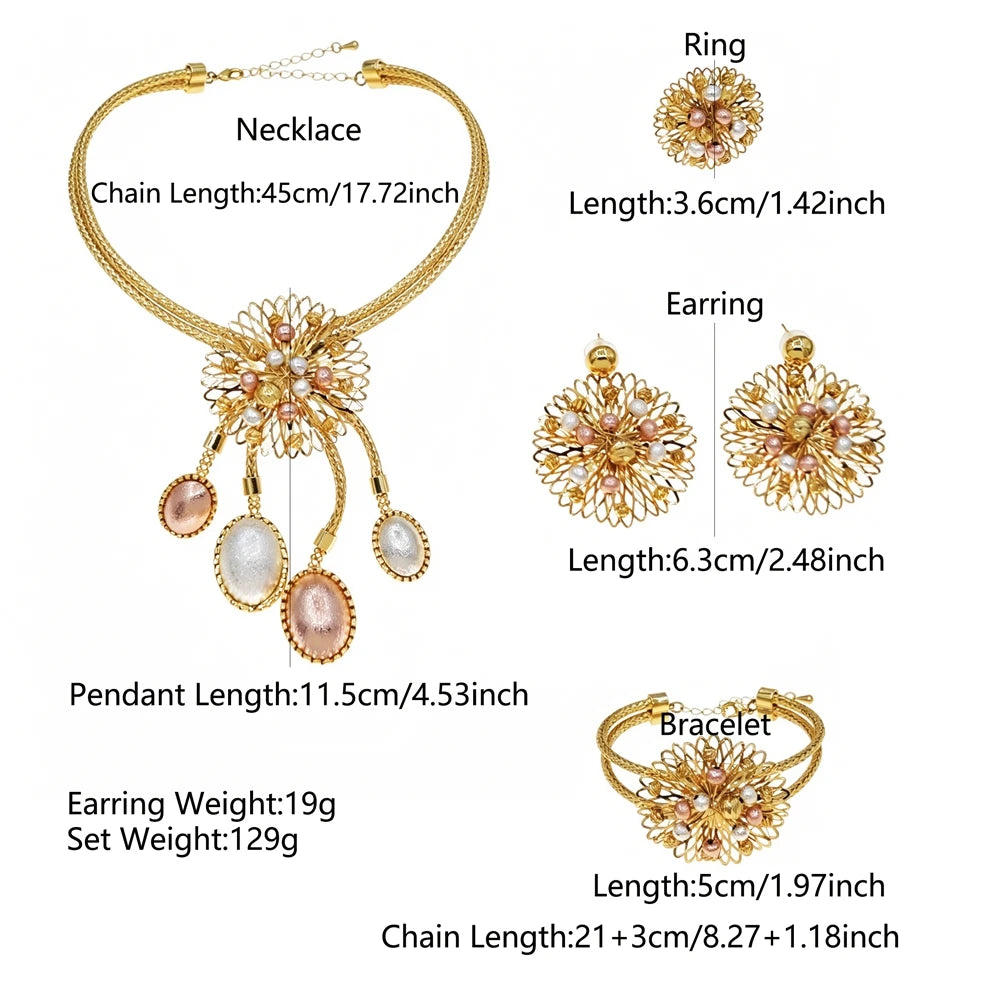 Italian Jewelry Set Alloy Brazilian Jewelry Sets Wedding Party Pendant Necklace Bracelet Ring Earrings Jewelry Set  HS2602625