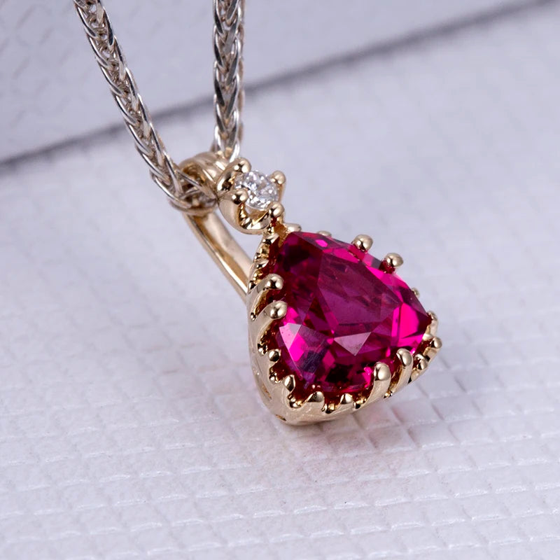 Messi Jewelry  MSN-630 14K Yellow Gold Trillion Lab Grown Gemstone Fashion Jewelry Pendants Charms