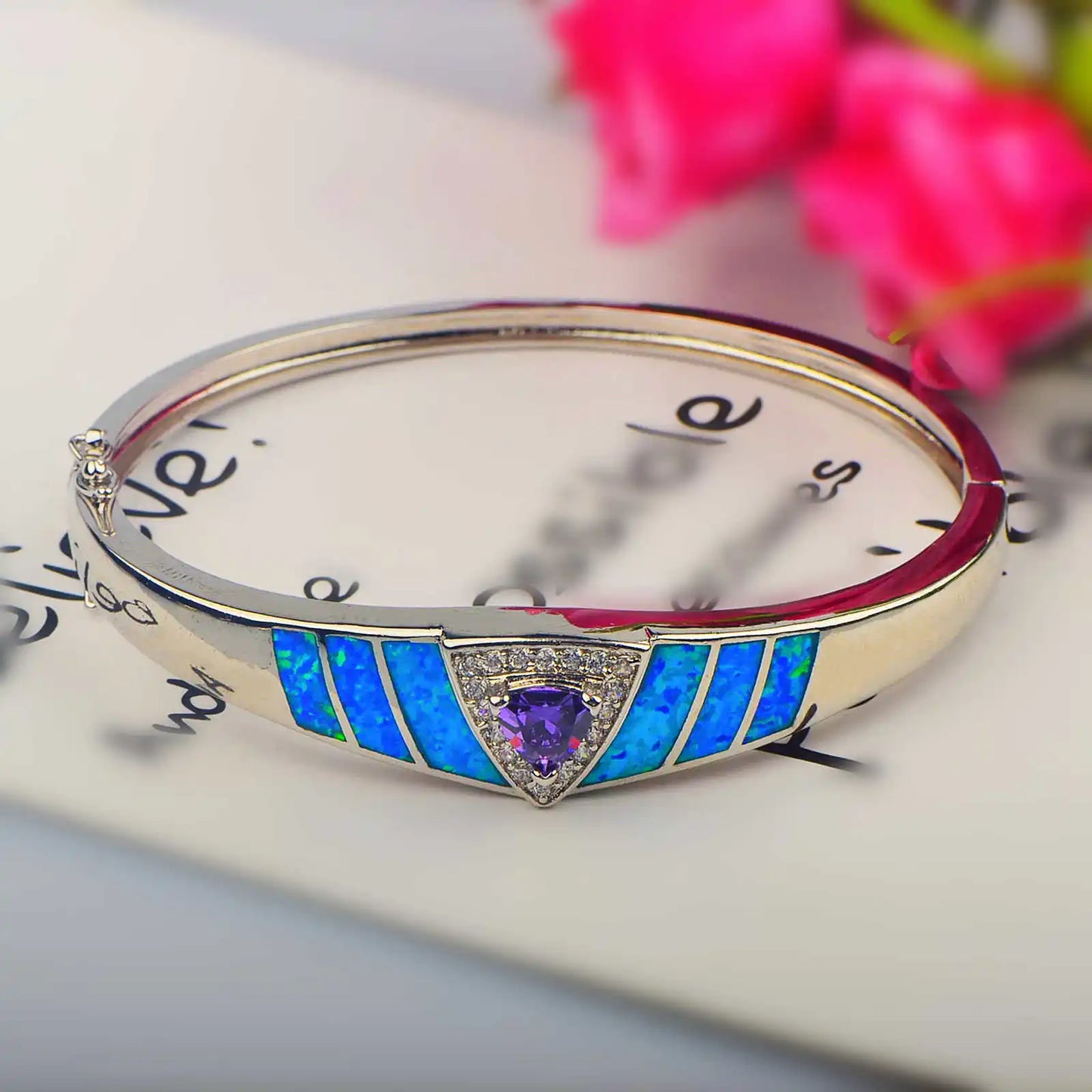 Aobao Vintage Style Opal Blue Sapphire Bracelet Artisan Crafted Unique Jewelry for Fashion Lovers
