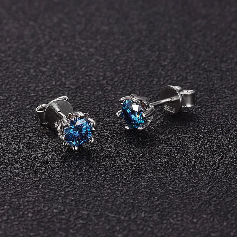 ArtistA Factory Jewelry 0.3-1CT Sparkling Round Moissanite Snowflake-Claw-Set Butterfly-Clutch 925 Silver Everyday Elegance Stud Earring