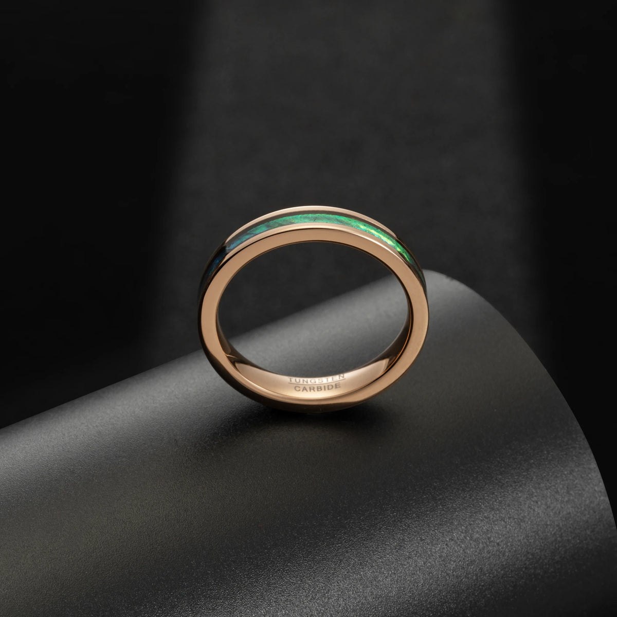 REBEL 4mm Golden Rose Golden Two Colors Optional Inlaid Abalone Shell Paper Tungsten Men's or Lady's Unisex Ring Jewelry Gift
