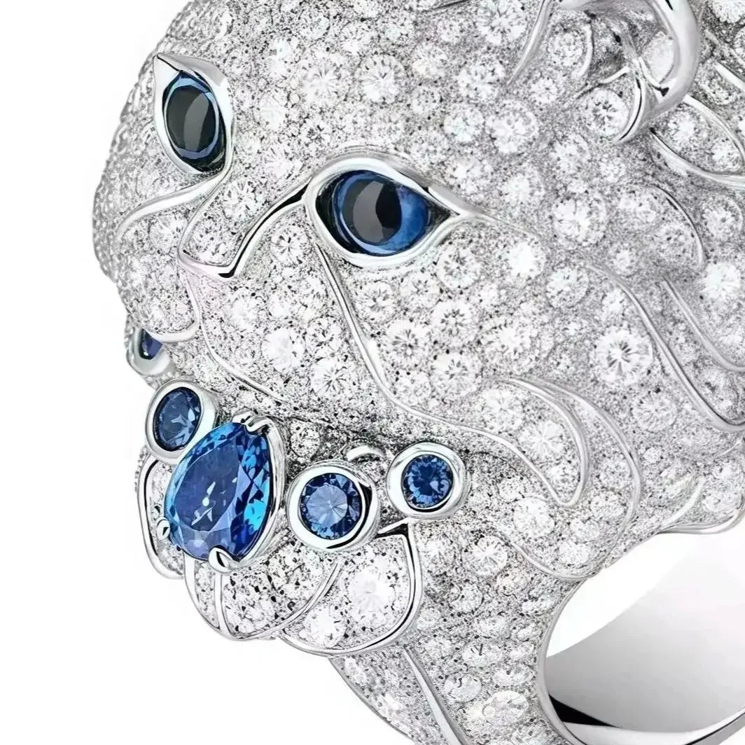 MUSHAN Jewelry Factory s 925 Sterling Silver Ring High Carbon Diamond Cute Cat Sapphire Luxury Designer Jewelry Rings for Women