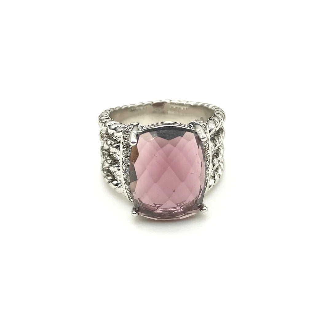 DY High-Quality Silver-Plated Large Full-Diamond Ring, Gold-Plated Large Colored Gemstone Ring, Wholesale Jewelry