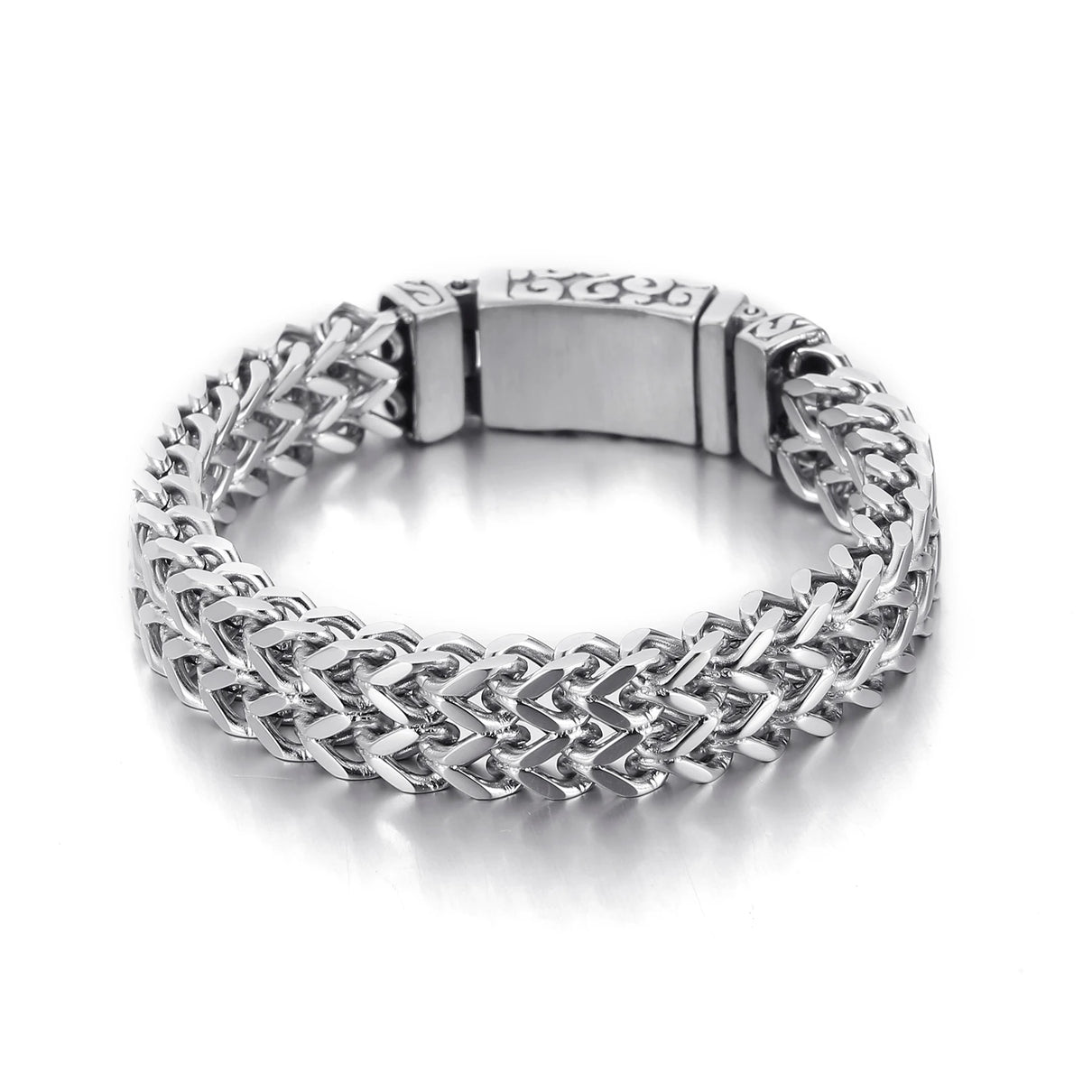 VIKING Gothic Mesh Cuff Bracelet – Silver Stainless Steel