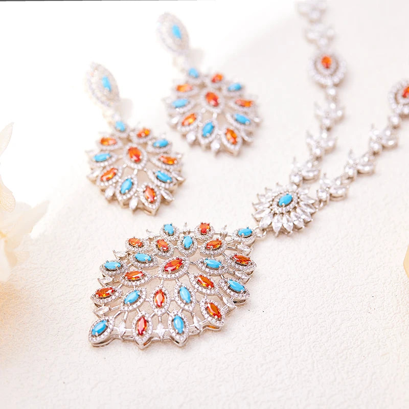 What Are You Still Looking for Premium Jewelry Necklace Earring Set Women's Long Color Sweater Chain