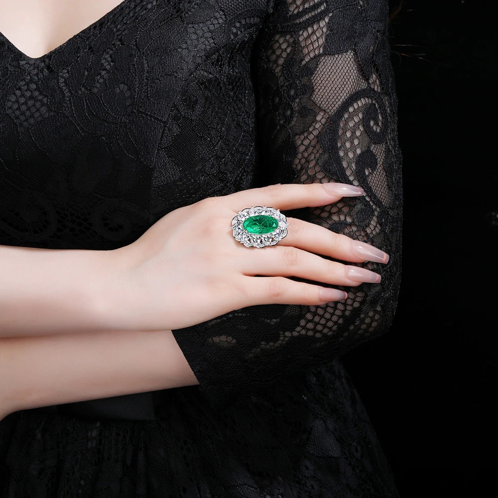 MuShan Jewelry Factory Grandmother Green 925 Sterling Silver Ring Is Cross Border Bestseller With High End Design