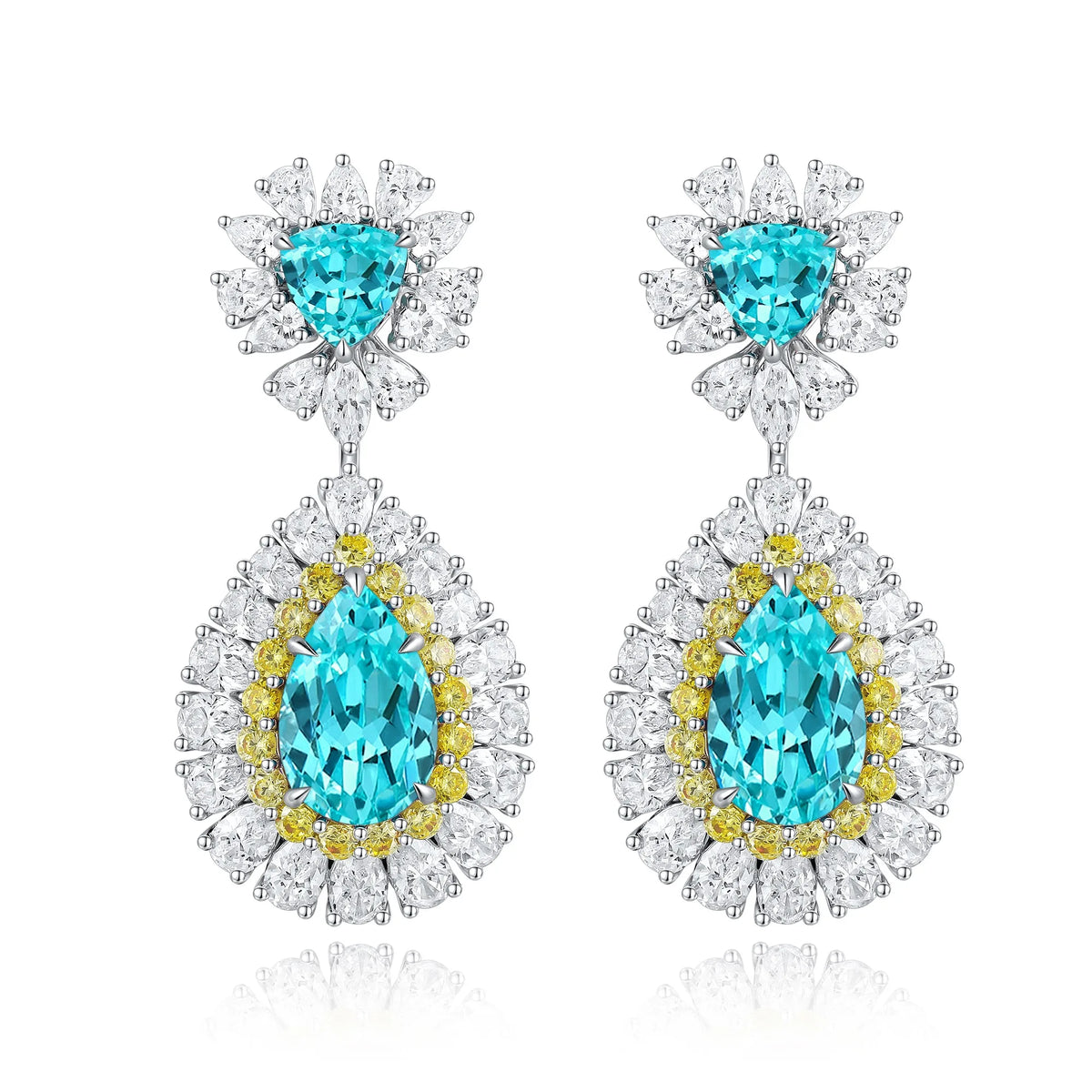 Gemfiori Vintage Sterling 925 Silver Drop Earrings Rhodium Plated Pear Cut Lab Grown Gemstones Women's Wedding Gift Claw Setting