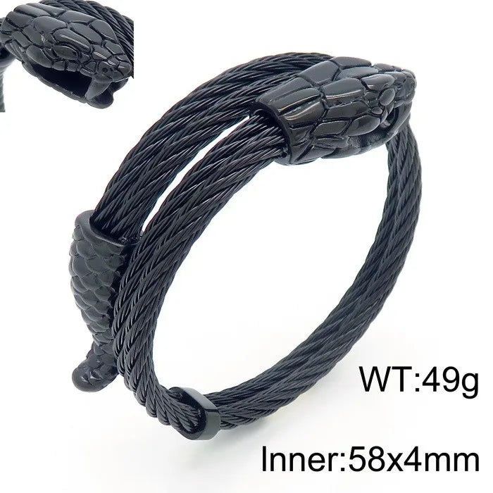 KALEN Fashion Unisex Stainless Steel Bracelets Bangles With Snake Head Charm
