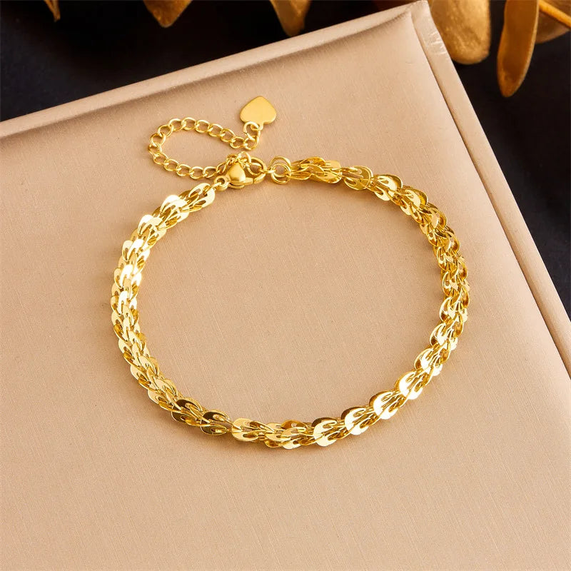 Gold Chain Necklace & Bracelet Jewellery Set | Classic Everyday Luxury Fashion Set