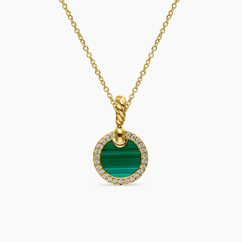 FASHIONISTA DY High-Quality Silver-Plated 17.8mm Round Diamond Necklace. Gold-Plated Colored Gemstone Necklace. Jewelry .