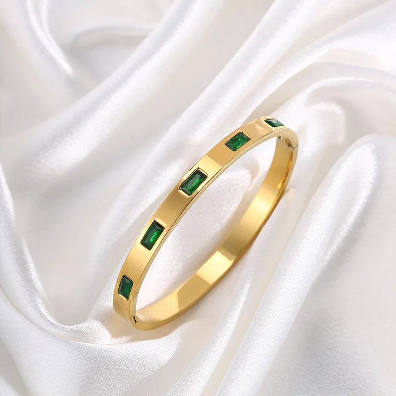 REBEL Stainless Inoxydable Stainless Steel 18K Gold Plated Roman Women Fashion Jewelry Bracelets Bangles