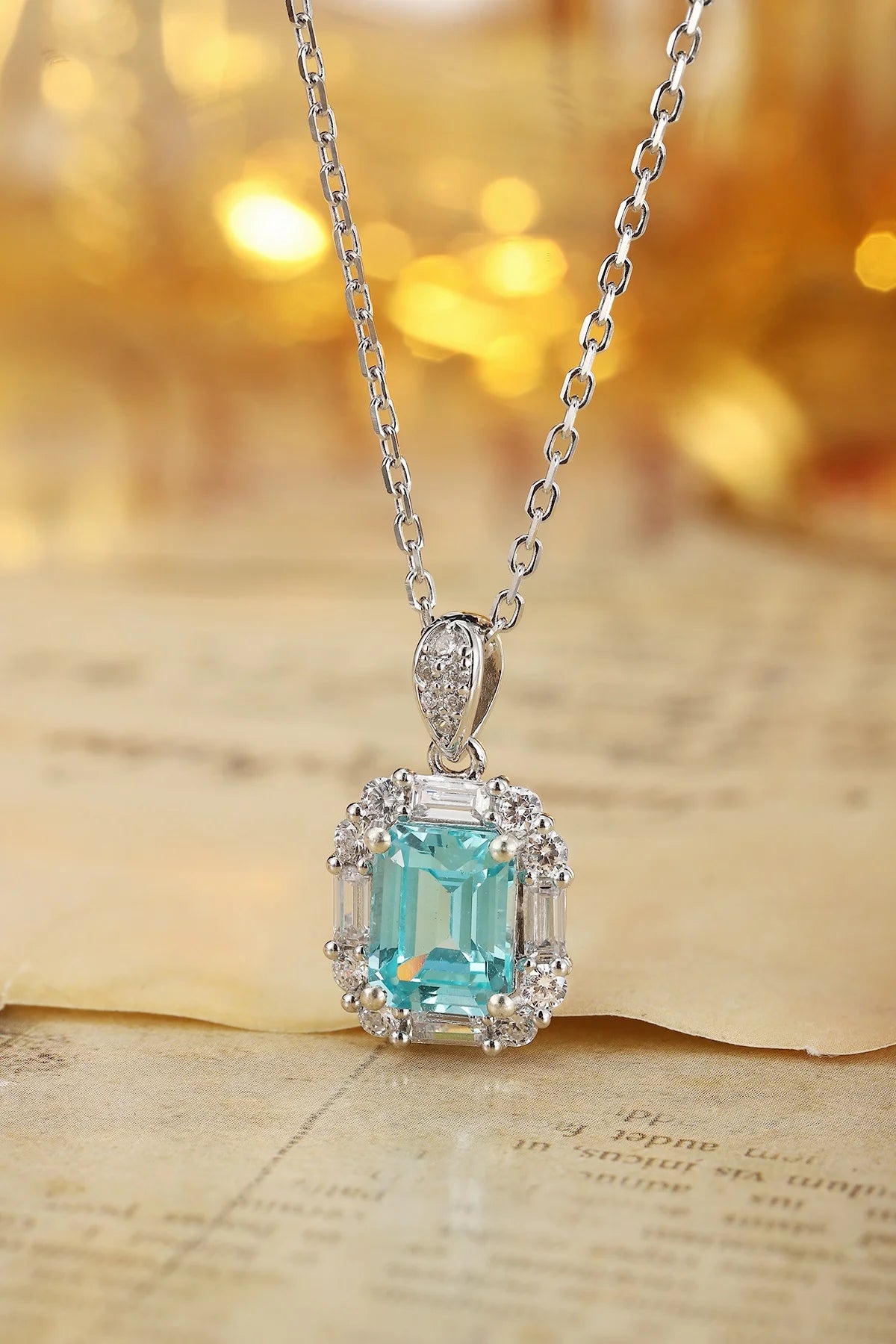 Gemfiori Anster 925 Sterling Silver High-quality Cultivated Paraiba Necklace - Suitable for Parties or As a Gift