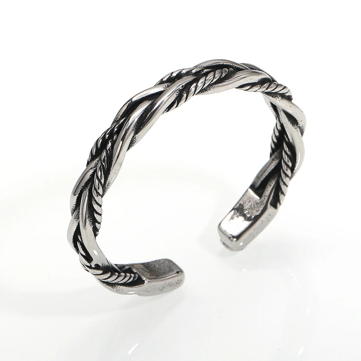 European American Retro Knitted Cable Open Titanium Steel Electroplated Bracelet Trendy Fashion Men's Geometric Jewelry Factory