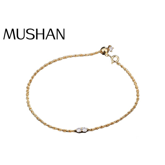 MuShan Jewelry Factory Double Diamond Flowing Light Twist Bracelet a Versatile Silver Gold-plated Jewelry for Women