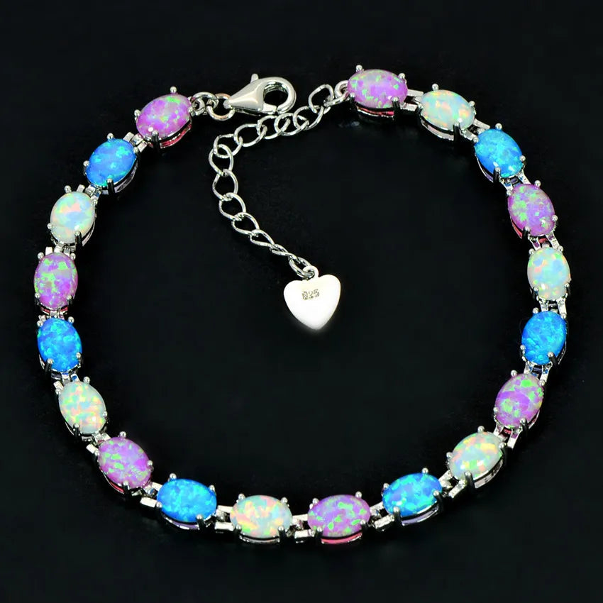 Hawaiian Inspired Geometric Gold-Plated Brass Beaded Opal Christian Trendy Colored Gem Women's Statement Bracelet Bulk Supply