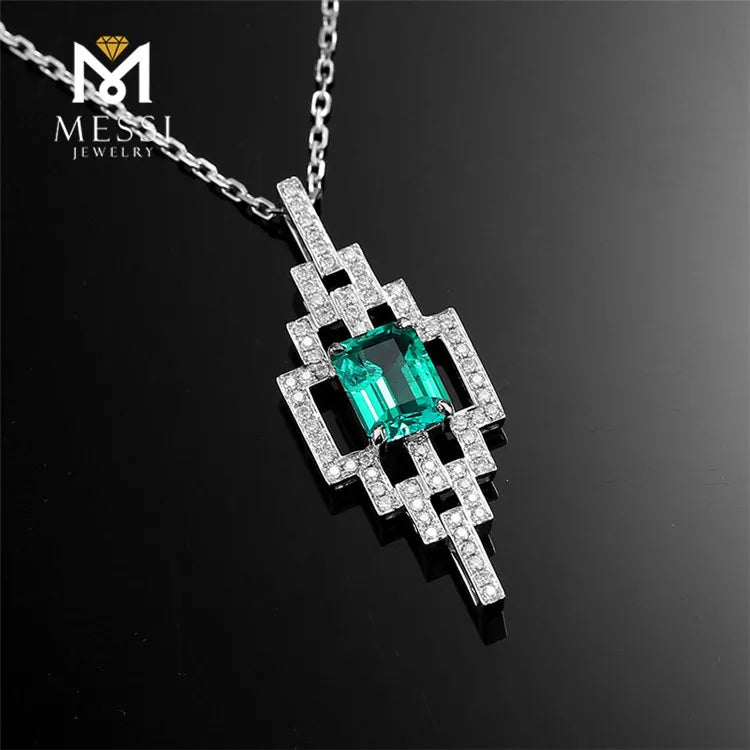 Gemfiori Messi Jewelry 18k Gold Necklace Emerald 0.6ct Pendant 2.07g Emerald Necklace Jewelry
