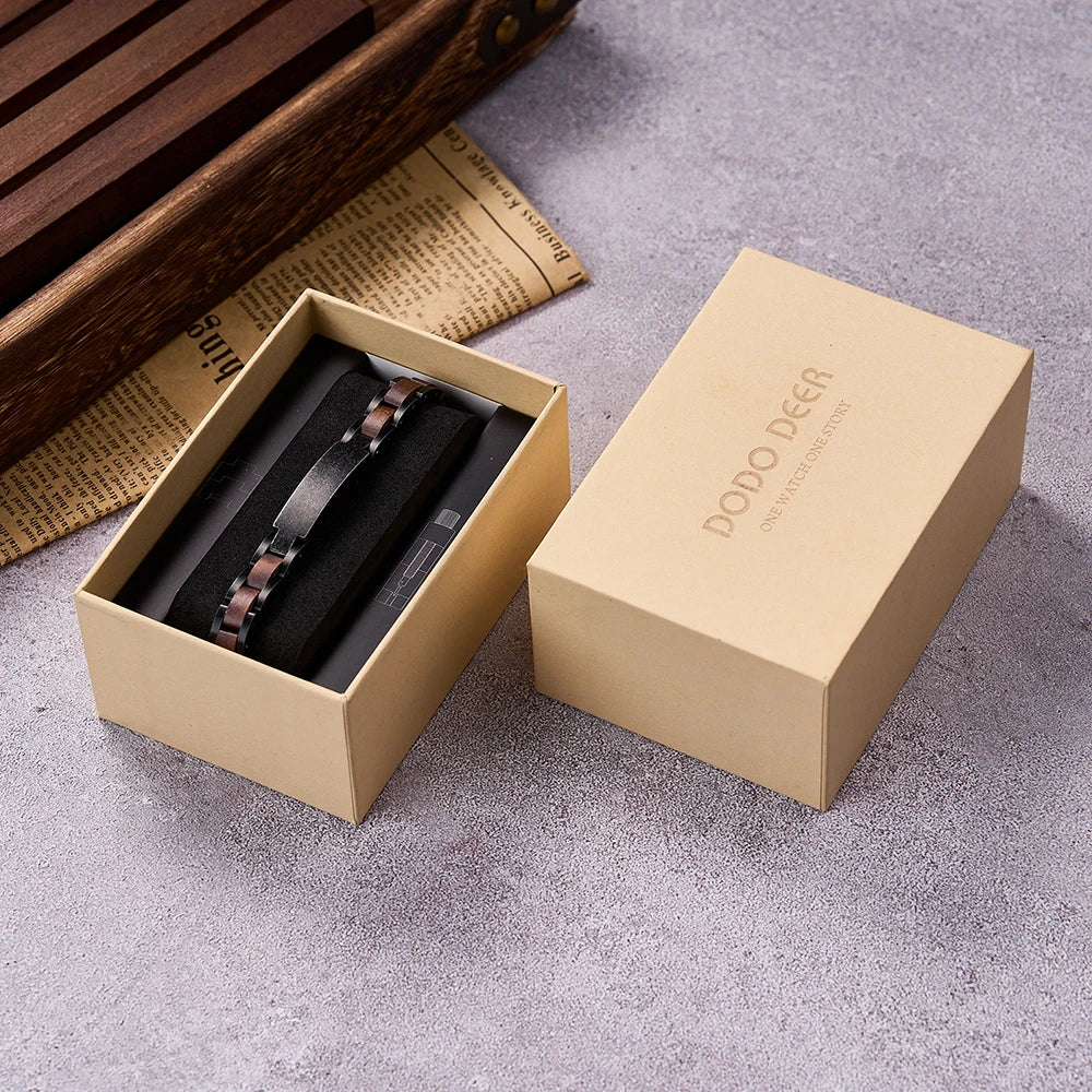 REBEL Vintage Luxury Wooden Bead Stainless Steel Chain & Link Bracelet Gift Custom Jewelry Manufacturer