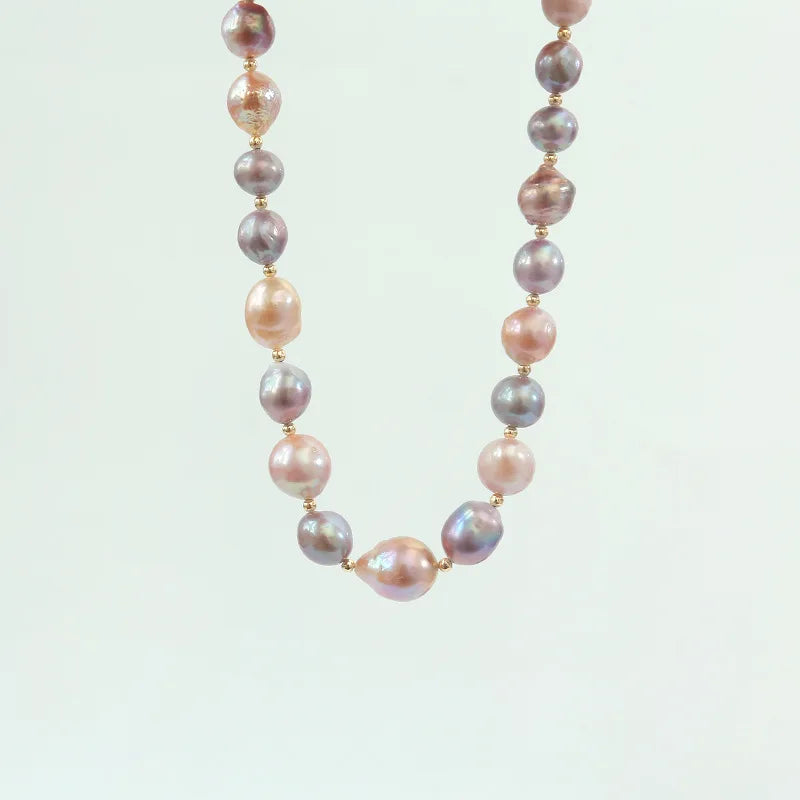 Luxury Natural Purple Edison Freshwater Pearl Necklace, Bracelet & Earrings Set — 18K Gold Plated