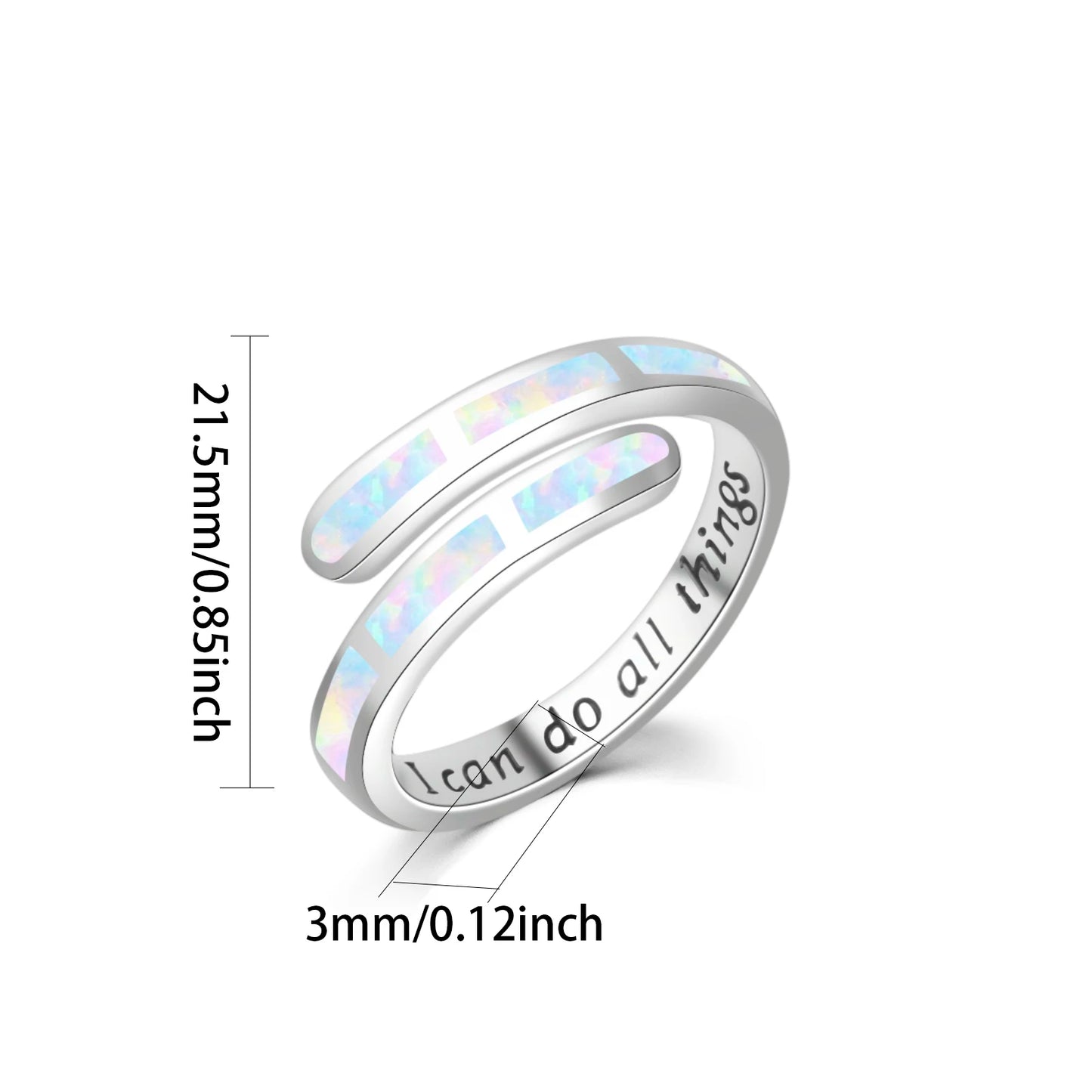 Blue/Iridescent Gem Inlay  Band | Nature-Themed Fashion Jewelry for Women
