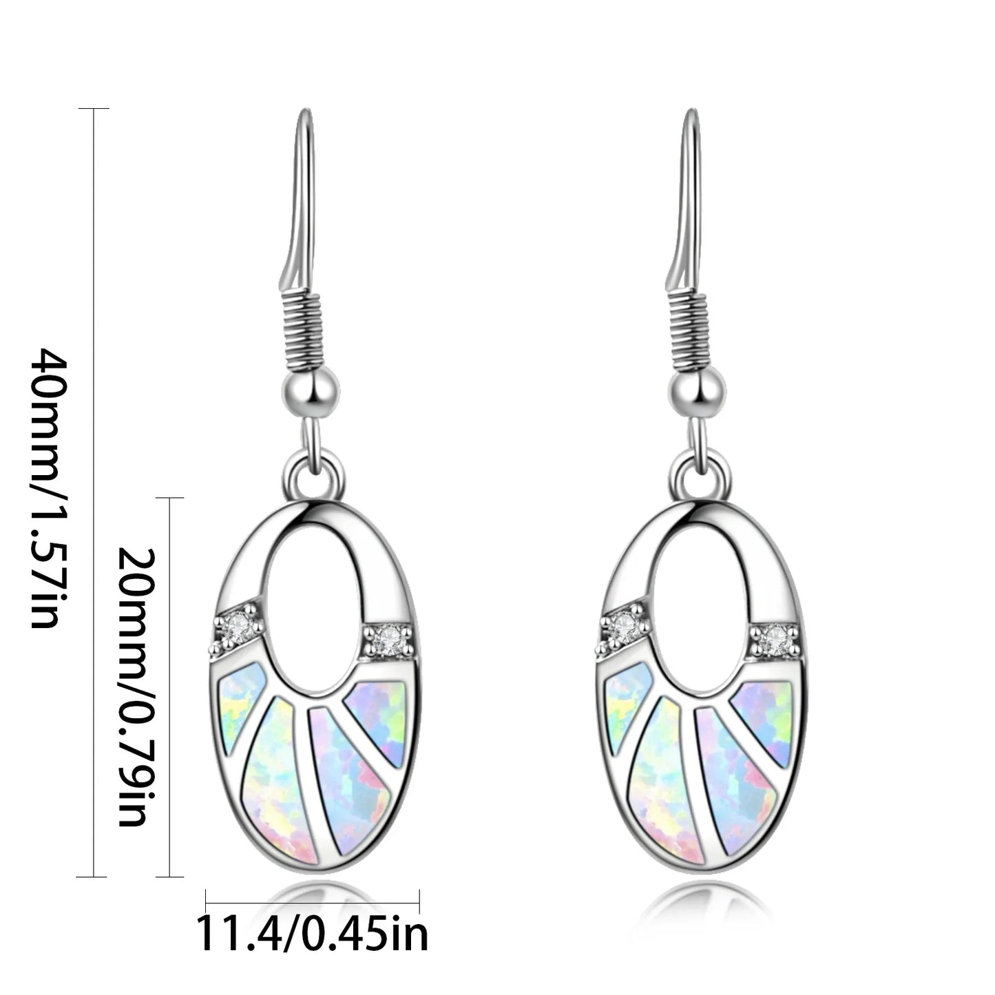 Aobao Vintage Stud Oval Opal Earrings Women's Anniversary Jewelry Wholesale by
