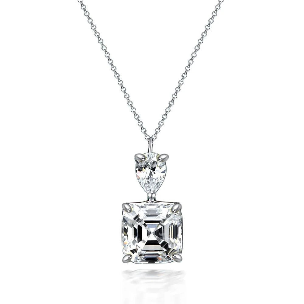 MUSHAN Jewelry Factory New 925 Silver 8 Carat Necklace With 10*10 High Carbon Diamond Pendant Is Best Selling Accessory