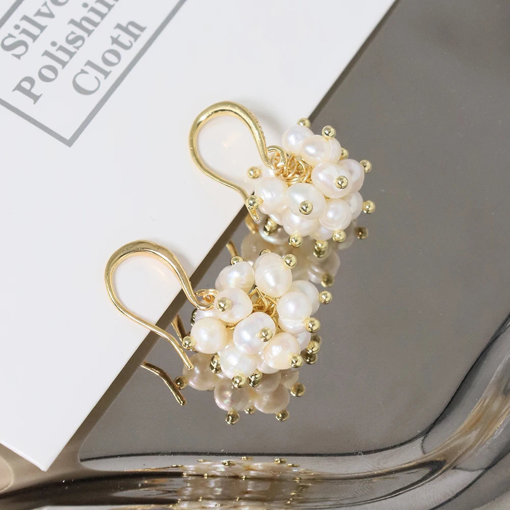 Natural Freshwater Pearl Baby Pearl Berry Earrings Korean Women's Luxury Jewelry Fashion Women's and Girls' Gifts GE1563
