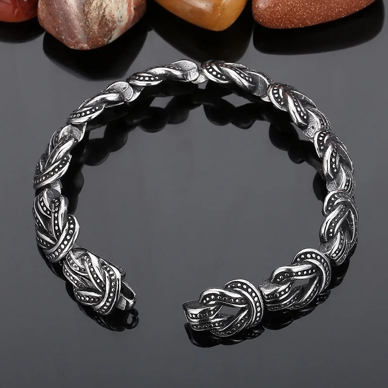 KALEN 220mm Punk Stainless Steel Knot Design Links Bracelet for Men